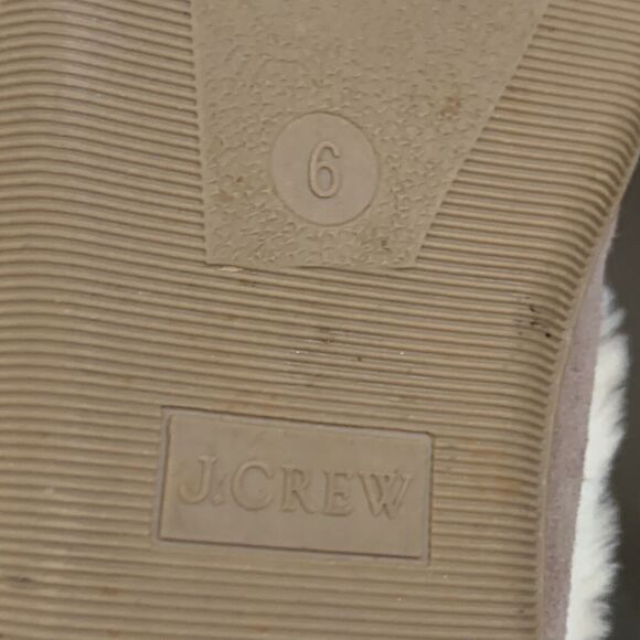 J. CREW‎ Moccasin Slippers Women’s Size 6 Suede Faux Shearling Fuzzy - Picture 9 of 9